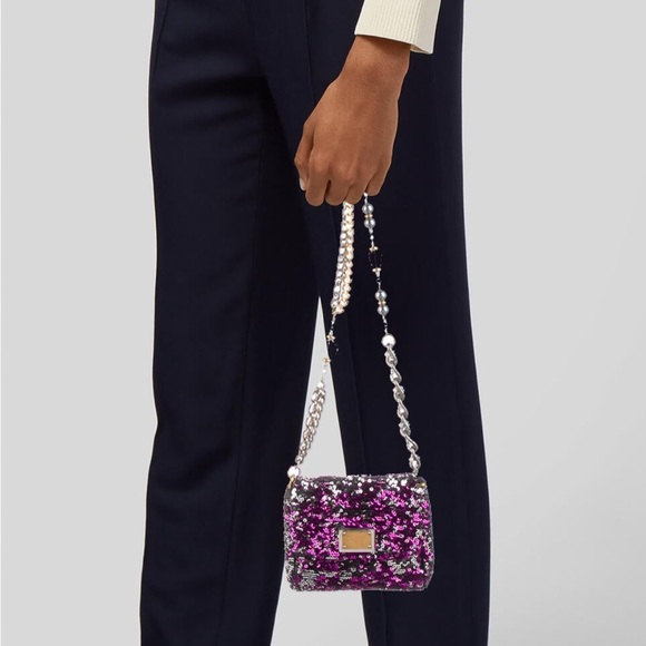 Dolce & Gabbana: Reversible Sequin Beaded Strap Miss Charles Mini Shoulder Bag - Picture 6 of 16